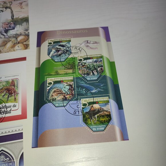 Dinosaurs Lot 4 Stamp Mini Sheets Prehistoric Fauna Collectible Art Frame Craft - Picture 3 of 7